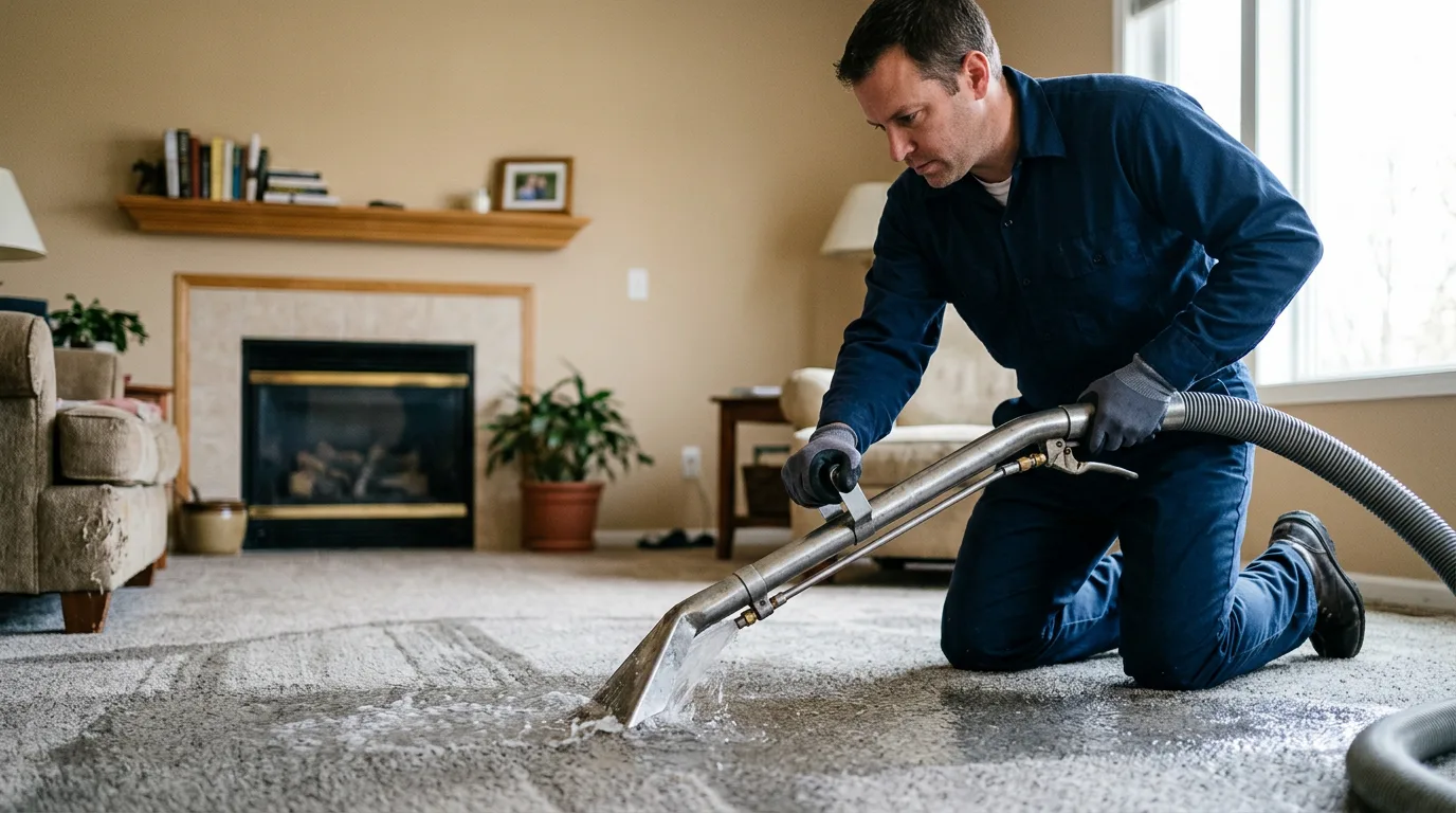 Water damage restoration technician working near North Pownal, VT